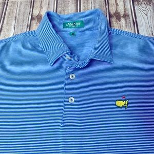 Masters Classics Polo Blue Stripe Size Medium with Embroidered Masters Logo